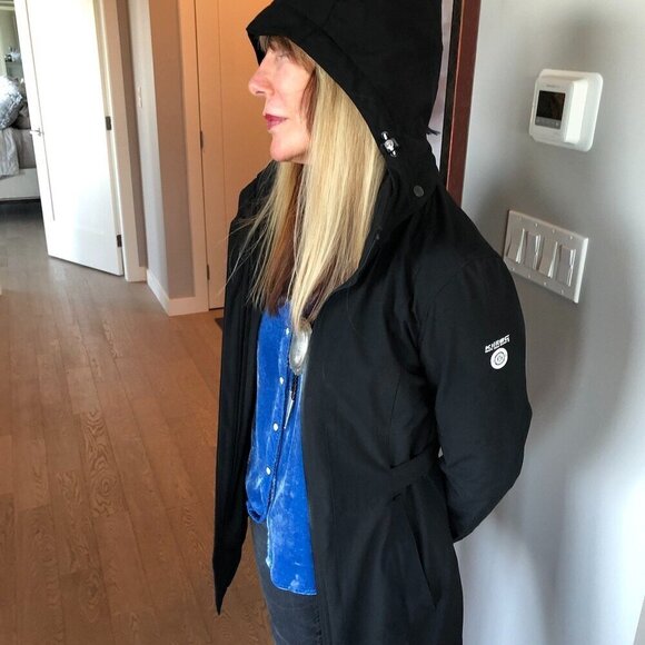 KILLTEC Black All-Weather Jacket Softshell 3/4 length detach hood Water Resist S - Picture 3 of 16